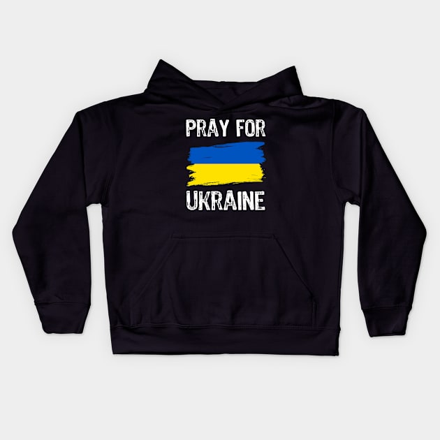 Pray for Ukraine with Ukrainian flag Kids Hoodie by Yasna